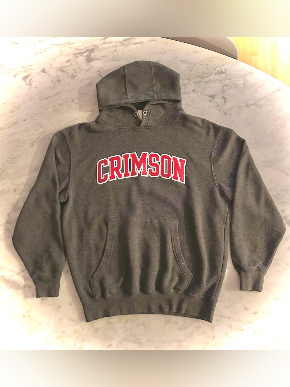 CRIMSON -Harvard Embossed Logo Hoodie – Size Medium